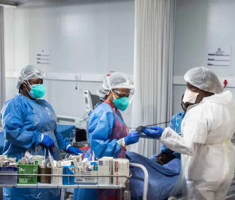 Nursing staff at the Ngwelezana Tertiary Hospital in northern KwaZulu-Natal, South Africa, in 2021.