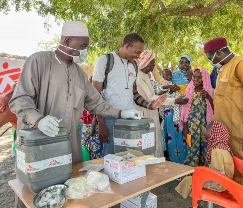 Vaccination site set up by MSF teams in Batha province, Chad.