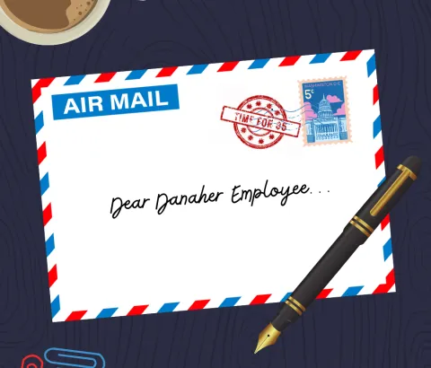 "Dear Danaher Employee" letter envelope