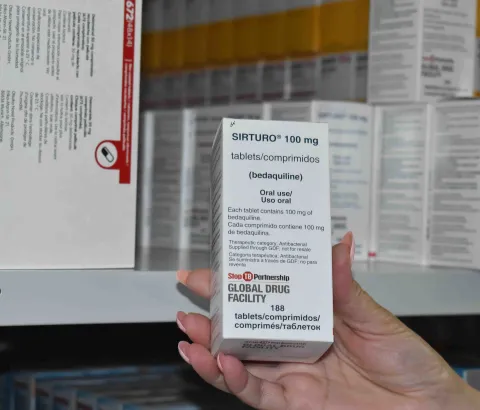 Packages with bedaquiline in the hospital pharmacy.